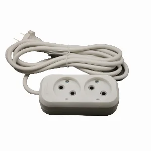 Подовжувач без заземлення 2  гнізда, 5 м , білий