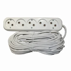 Подовжувач без заземлення 5  гнізд, 10 м, білий