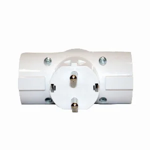 Трійник із заземленням 16A,  білий — фото 1