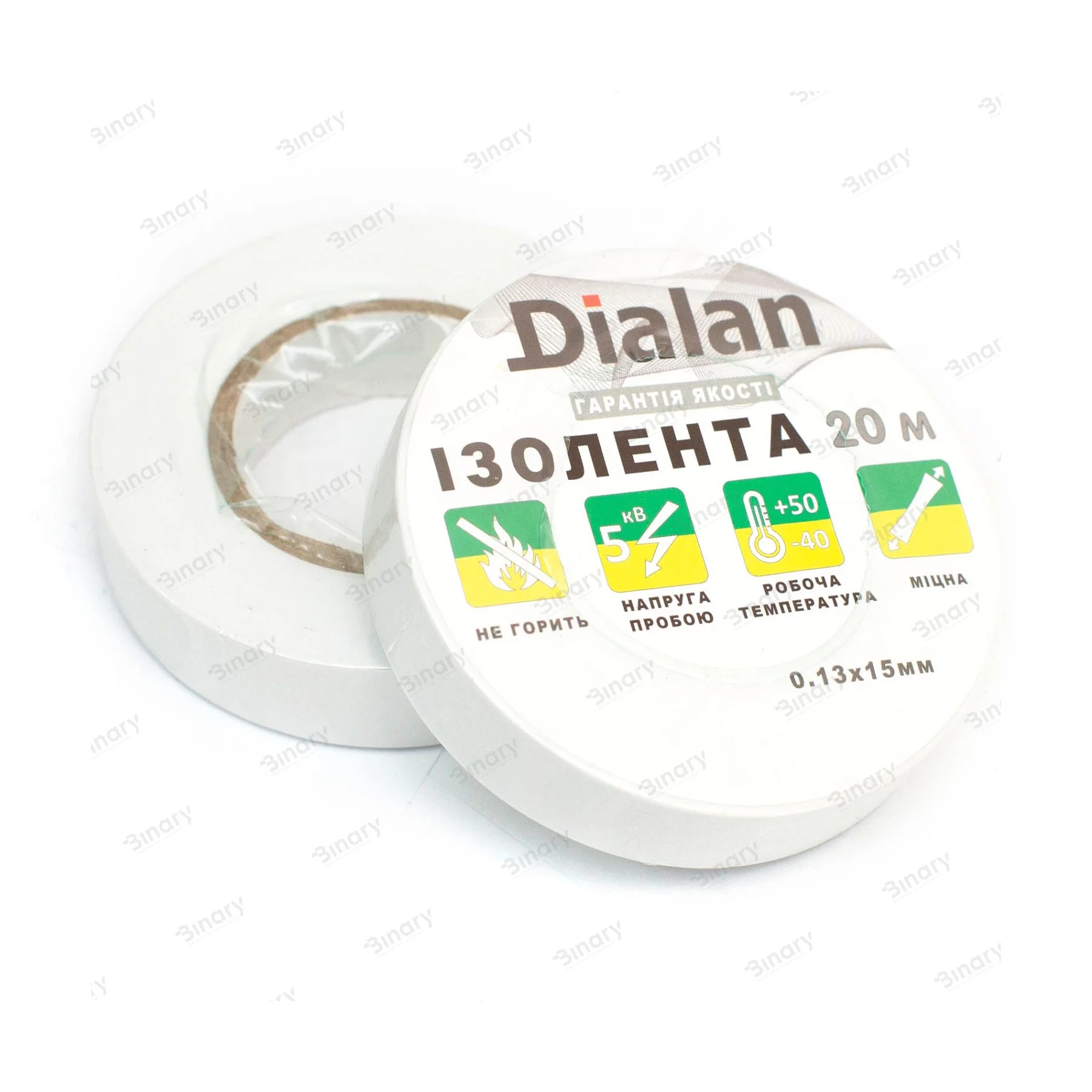 Стрічка изоляційна TM DIALAN 0,13*15*20 біла — фото 2