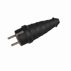 Вилка із заземленням пряма каучук, чорний