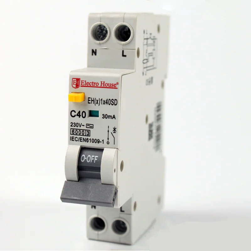 Дифф. автомат  40A 1p+N  (1 модуль) 230-240 В  6кА