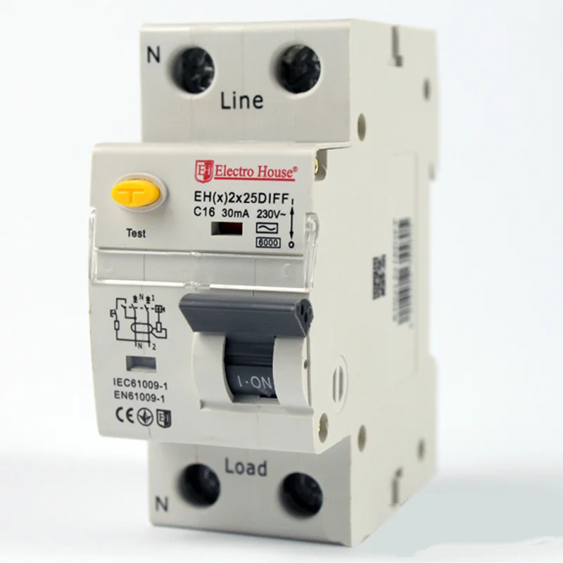 Дифф. автомат  25A 1p+N  (2 модулі) 230-240 В  6кА
