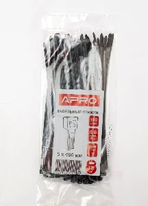 Хомут нейлоновий 5*400 чорний 100 шт (APRO)