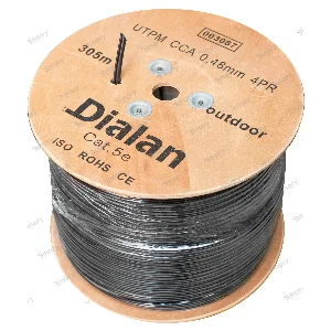 Вита пара Dialan UTP + M Cat.5Е 4PR CCA 0.48 мм PE Outdoor 305 м дріт 0,9мм (на катушці)
