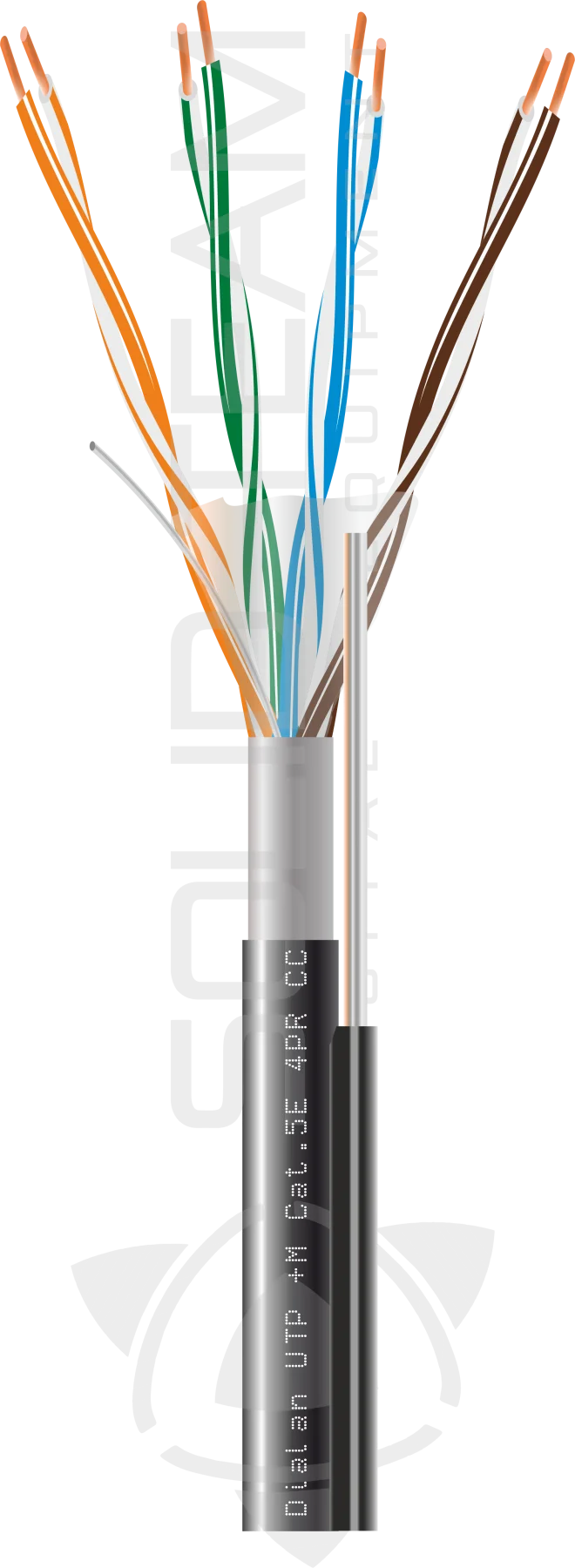 Вита пара Dialan UTP + M Cat.5Е 4PR CCA 0.48 мм PE Outdoor 305 м дріт 0,9мм (на катушці)