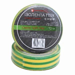 Ізоляційна стрічка ПВХ  Soft Flex 10 м, жовто-зелений