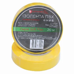 Ізоляційна стрічка ПВХ  Soft Flex 20 м, жовтий
