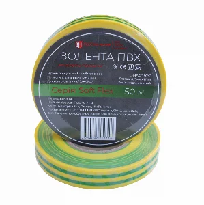 Ізоляційна стрічка ПВХ  Soft Flex 50 м, жовто-зелений