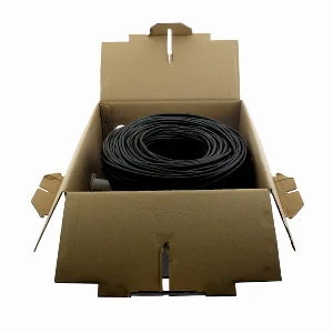 Мережевий кабель UTP cat5e 4х2х0,51 мм²  CCA   PE чорний, зі сталевим дротом, зовнішній монтаж