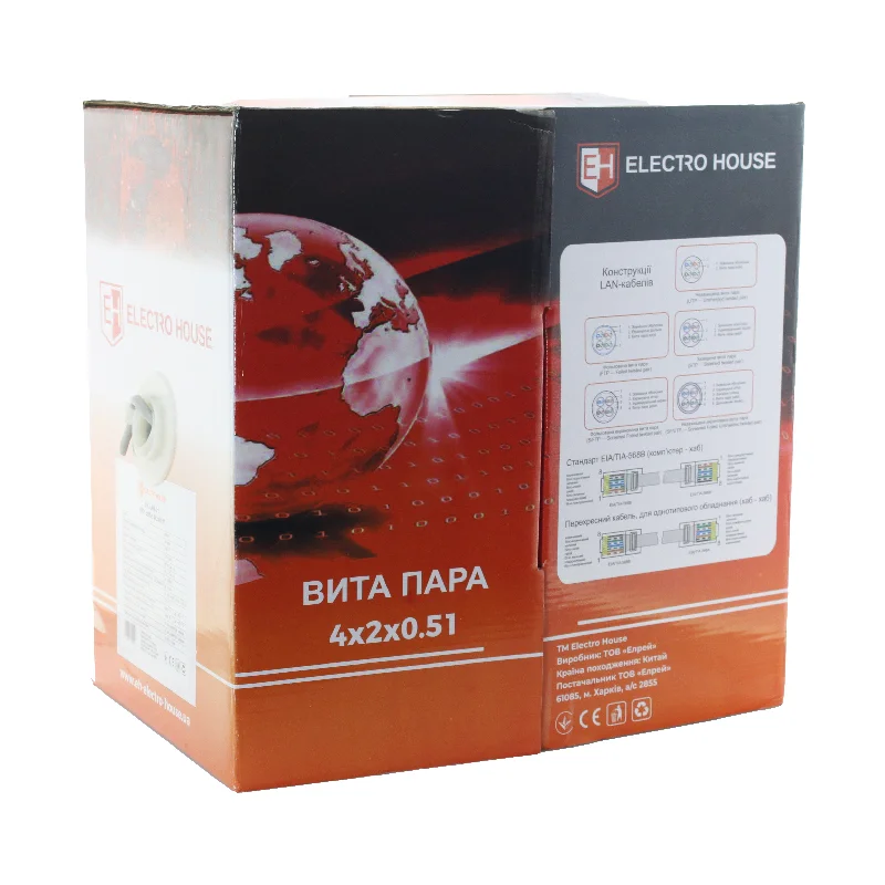 Мережевий кабель FTP cat5e 4х2х0,51 мм²  Cu  ПВХ  сірий, внутрішній монтаж — фото 4