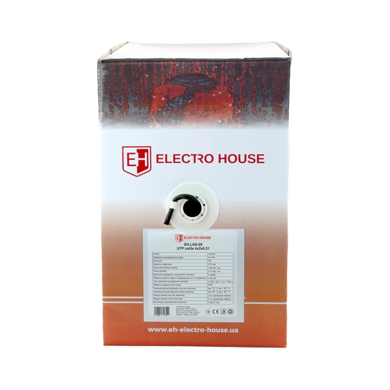 Мережевий кабель UTP cat5e 4х2х0,51 мм²  Cu  PE чорний, зовнішній монтаж — фото 2