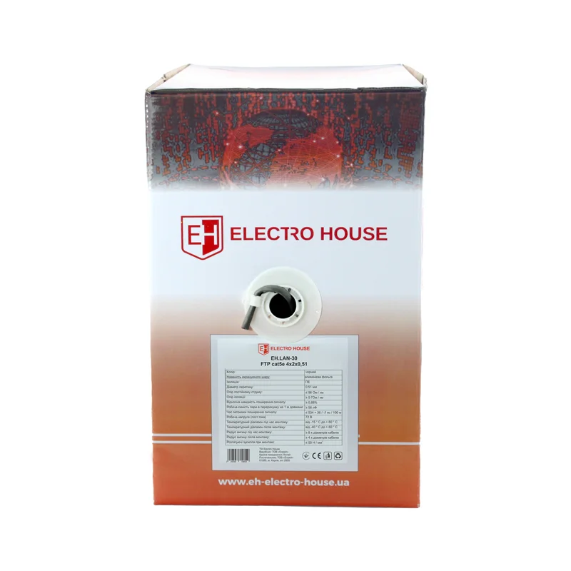 Мережевий кабель FTP cat5e 4х2х0,51 мм²  Cu  PE чорний, зовнішній монтаж — фото 2