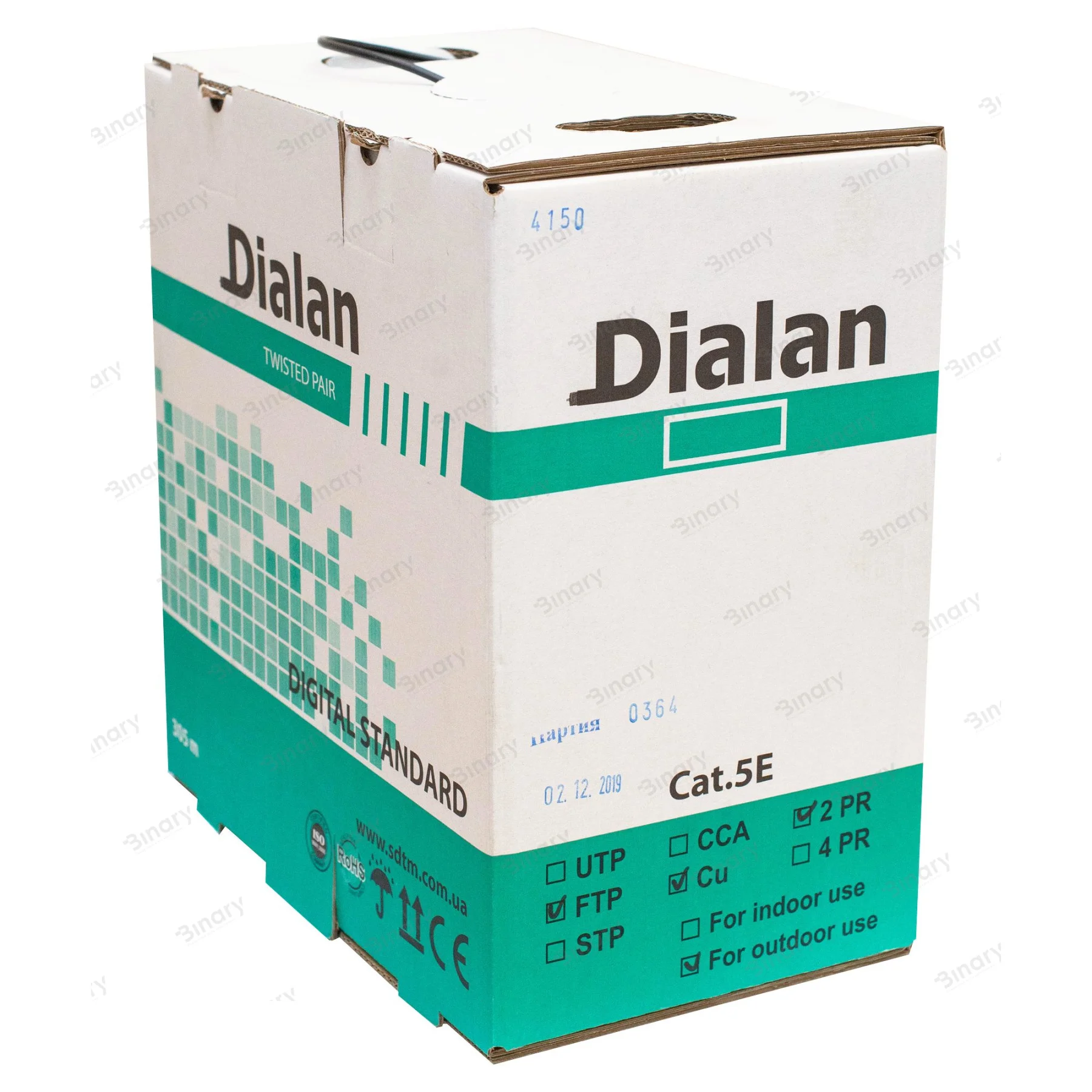 Вита пара FTP Cat.5E 2PR Cu (350МГц) PE Outdoor 305 м Dialan