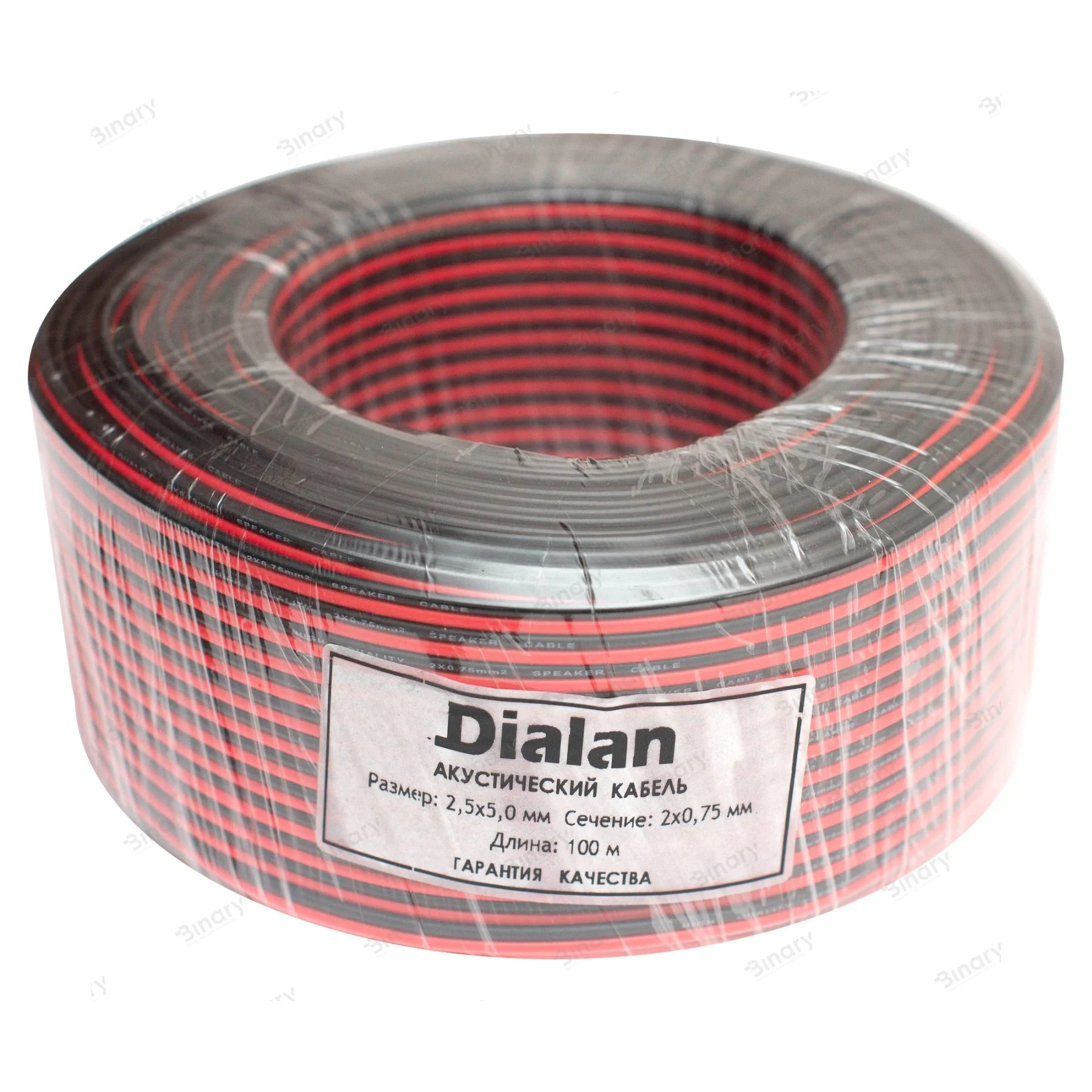 Акустичний кабель Dialan CCA 2x0.75 мм ПВХ 100 м Чорно-Червоний — фото 3