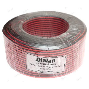 Акустичний кабель Dialan CCA 2x0.75 мм ПВХ 100 м Чорно-Червоний