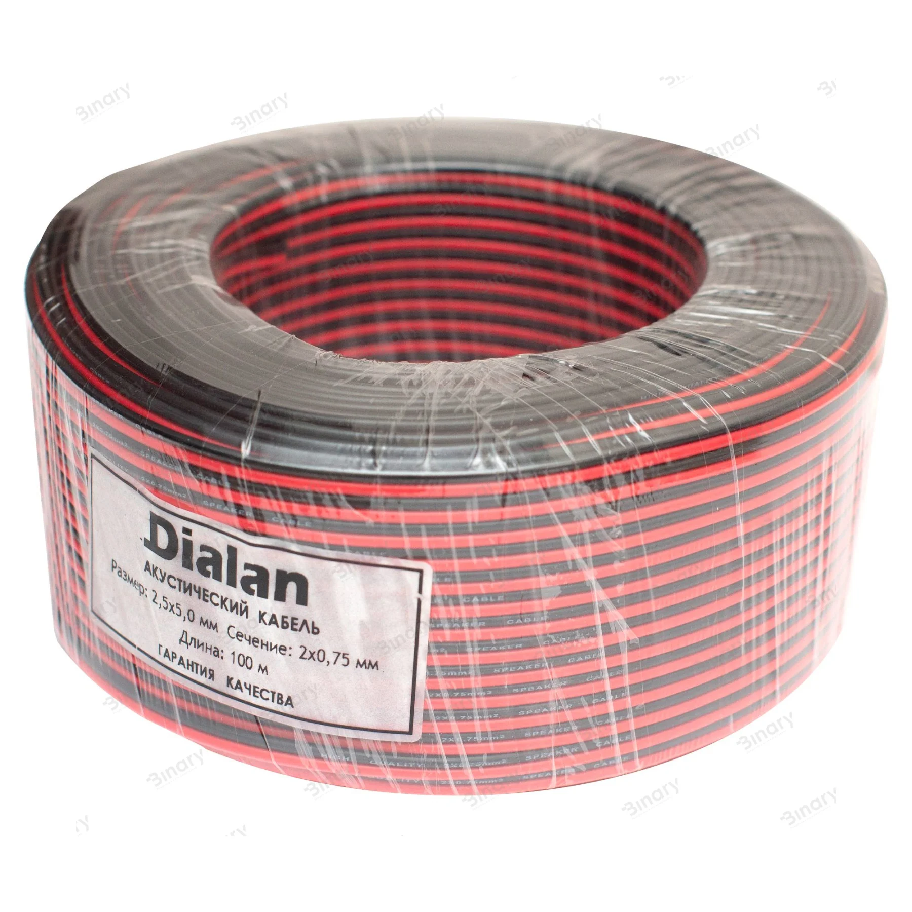 Акустичний кабель Dialan CCA 2x0.75 мм ПВХ 100 м Чорно-Червоний — фото 4