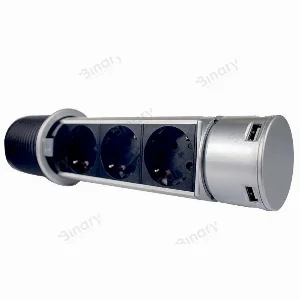 Розетка меблів (вертикальна) 3 x 16 А, 2 x USB 2,4 А, провід 3 x 1.5 mm²