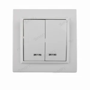 Выключатель с подсветкой двойной Белый