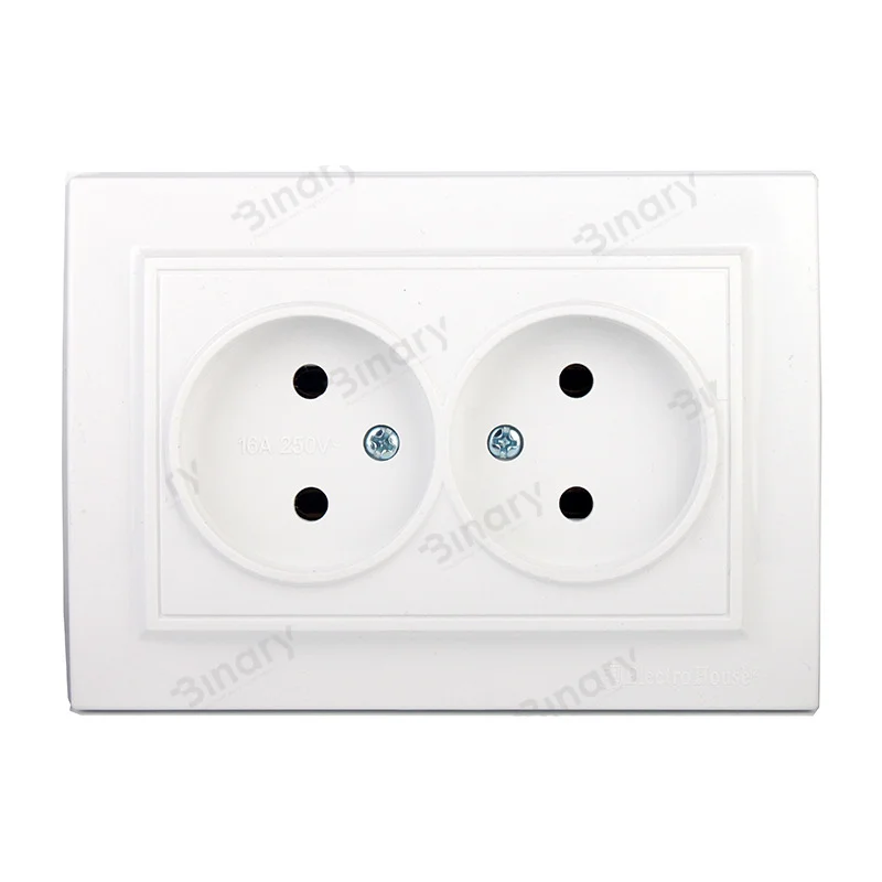 Розетка подвійна б/з (мат термопластик) 16 А Enzo Білий