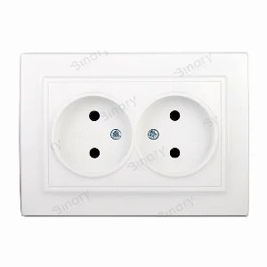 Розетка подвійна б/з (мат термопластик) 16 А Enzo Білий