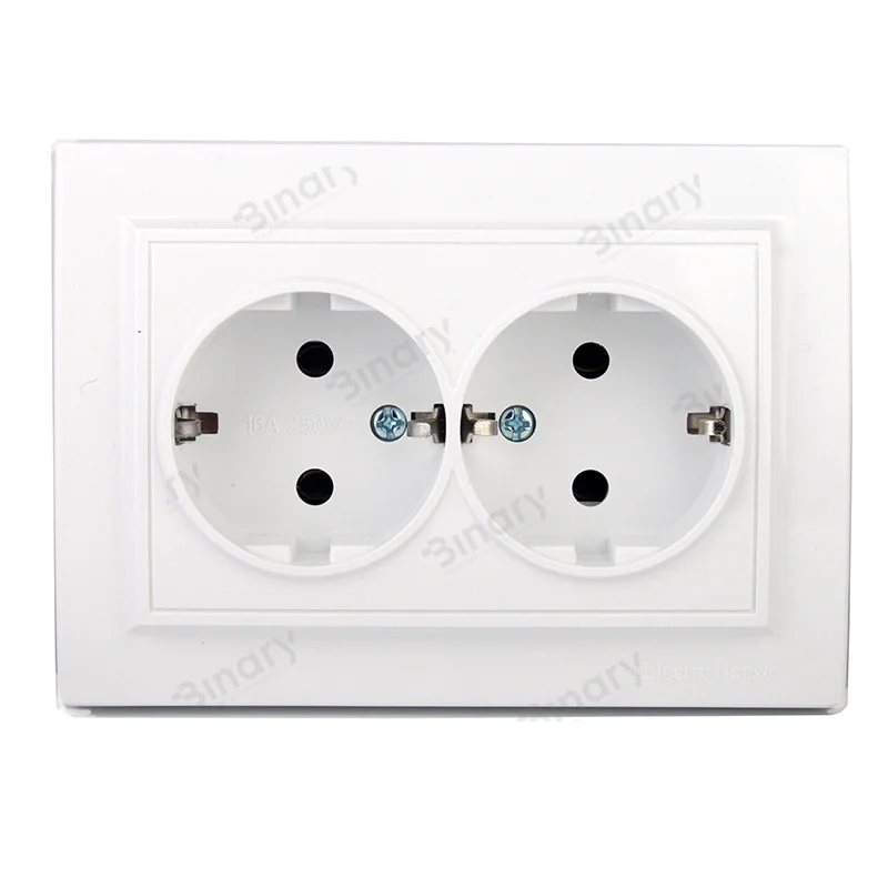 Розетка подвійна з/з (мат термопластик) 16 А Enzo Білий