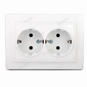 Розетка подвійна з/з (мат термопластик) 16 А Enzo Білий
