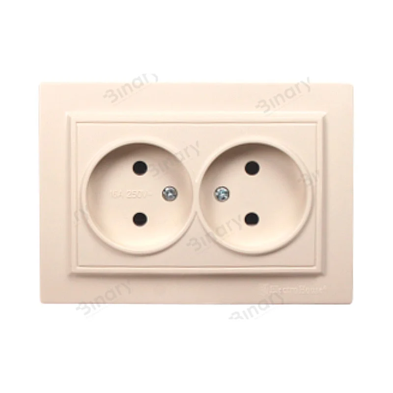 Розетка подвійна без заземлення Термопластик 16 А Enzo Латте