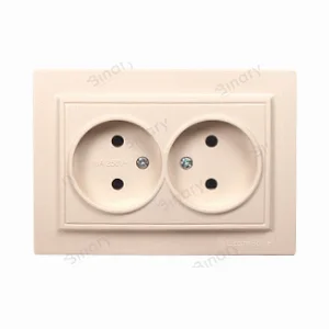 Розетка подвійна без заземлення Термопластик 16 А Enzo Латте