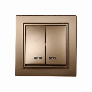 Вимикач з підсвіткою подвійний Enzo Розкішно-золотий