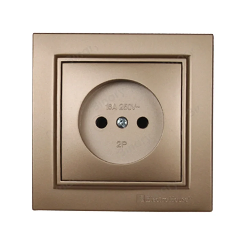 Розетка без заземлення Термопластик 16 А Enzo Розкішно-золотий