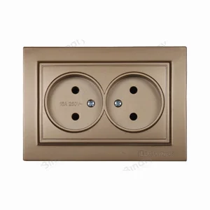 Розетка двойная без заземления 16 А Enzo Роскошно-золотой