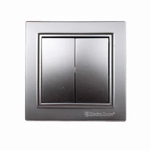 Вимикач подвійний Enzo Срібний камінь