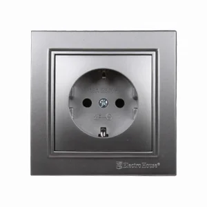 Розетка с заземлением Термопластик 16 А Enzo Серебряный камень