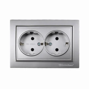 Розетка двойная с заземлением 16 А {122} Серебряный камень