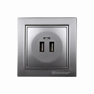 Розетка USB (2 порти) 2 A Enzo Срібний камінь