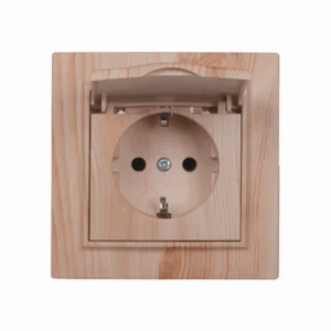 Розетка с крышкой Термопластик IP44 с/з 16 А Enzo Светлое дерево