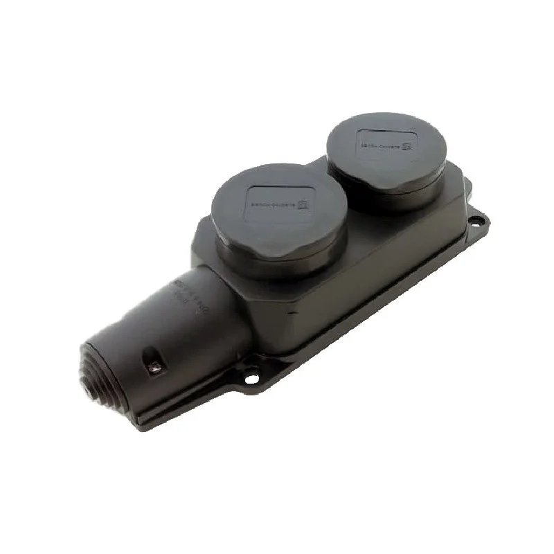 Колодка із заземленням та кришкою на 2 гнізда Каучук