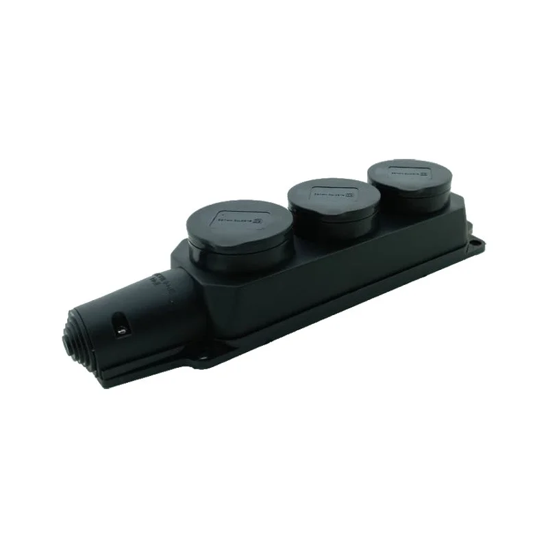 Колодка із заземленням та кришкою на 3 гнізда Каучук