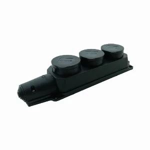 Колодка із заземленням та кришкою на 3 гнізда Каучук