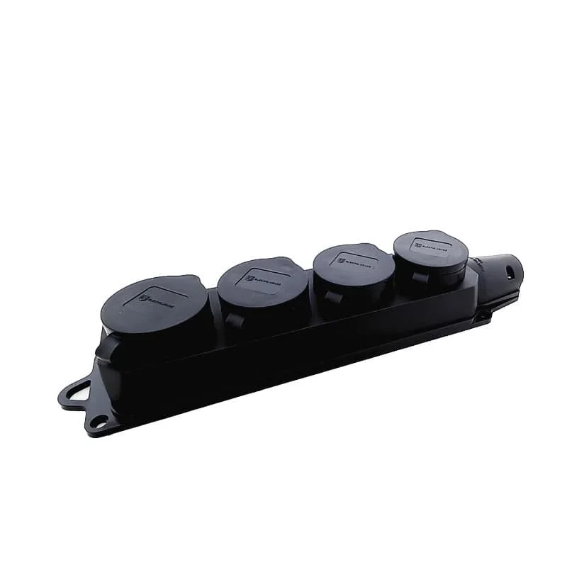 Колодка із заземленням та кришкою на 4 гнізда Каучук