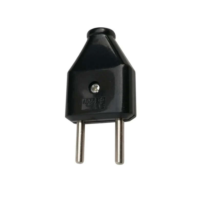 Вилка без заземлення плоска Чорний