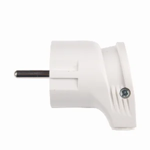 Вилка із заземленням кутова Білий