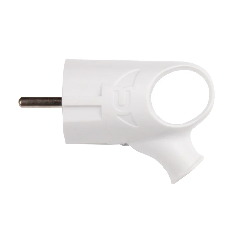 Вилка із заземленням кутова з ручкою Білий