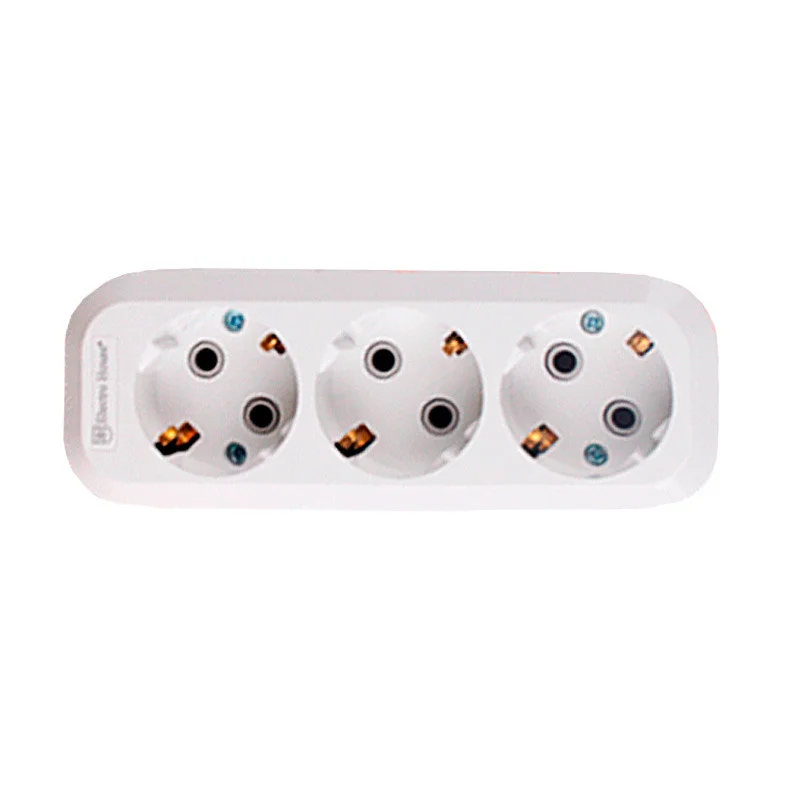 Колодка тримісна із заземленням