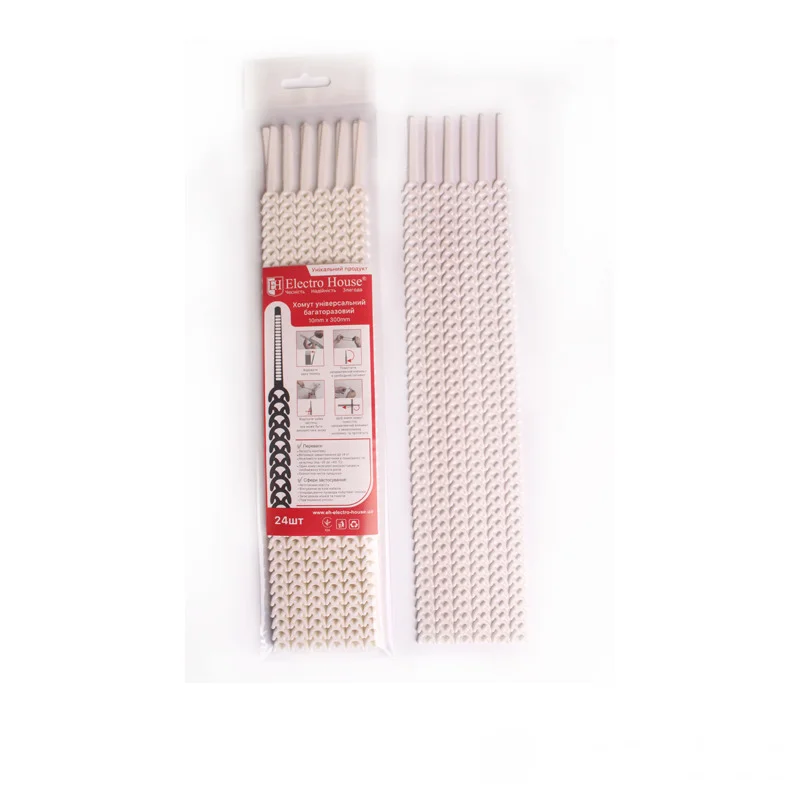 Хомут багаторазовий Білий 10х300мм 24шт/п.