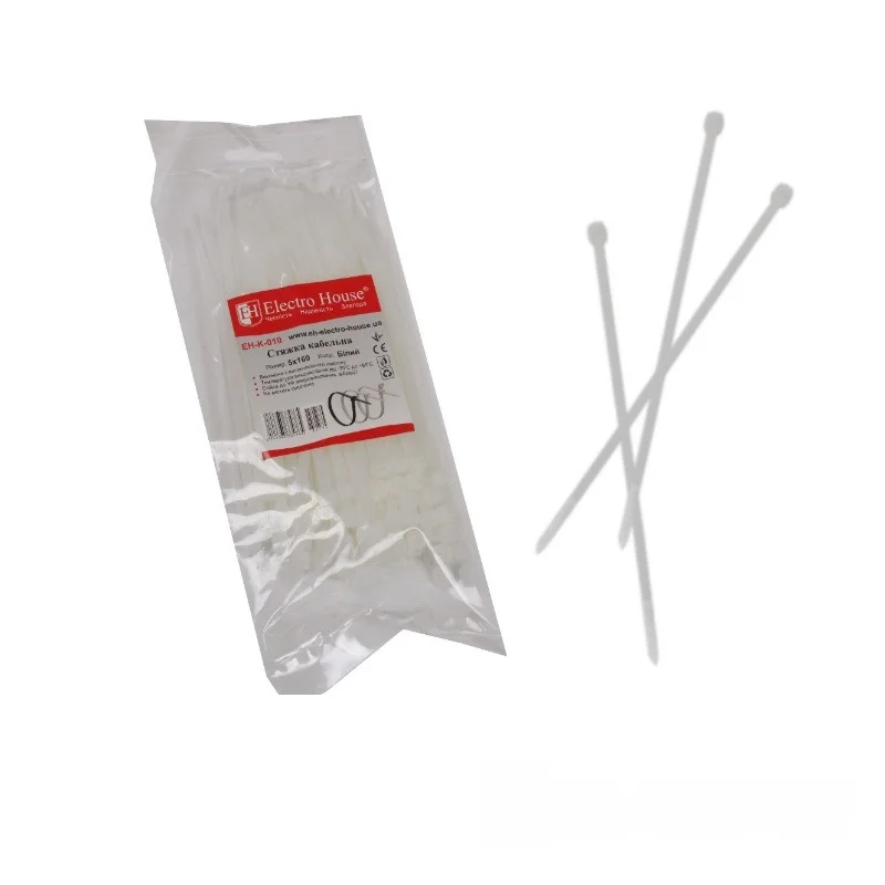 Стяжка кабельна Білий 5х160 мм 100шт/п.