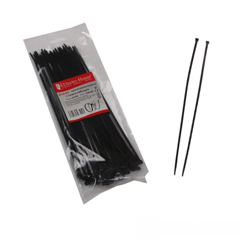 Стяжка кабельна Чорний 4х250 мм 100шт/п.