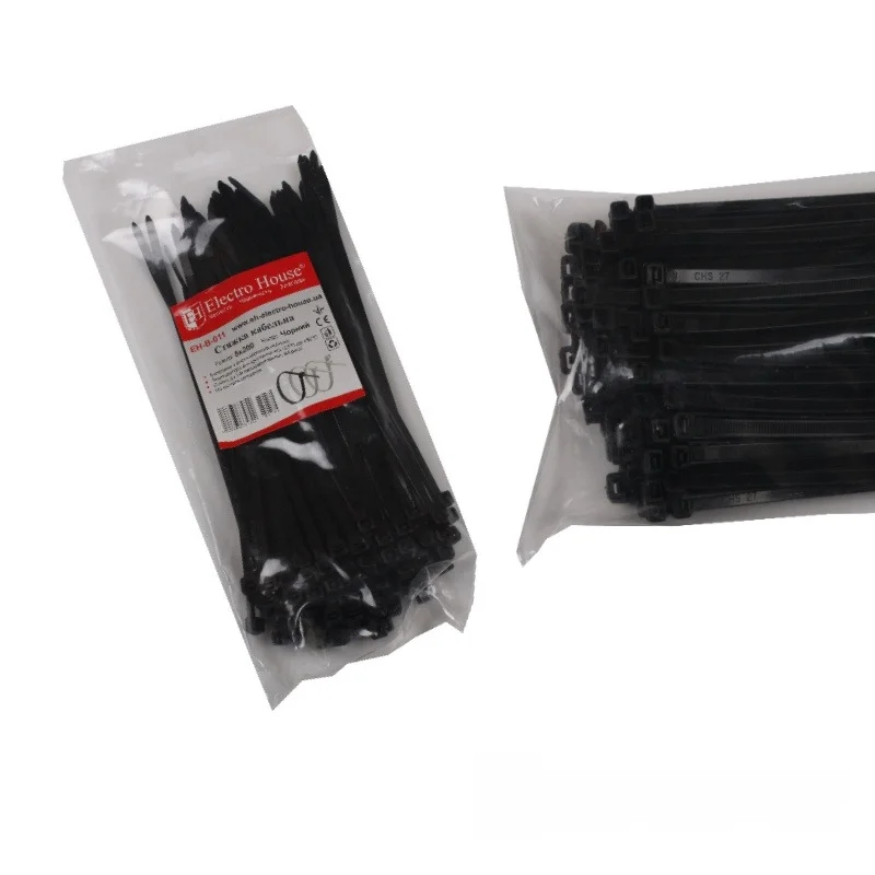 Стяжка кабельна Чорний 5х200 мм 100шт/п.