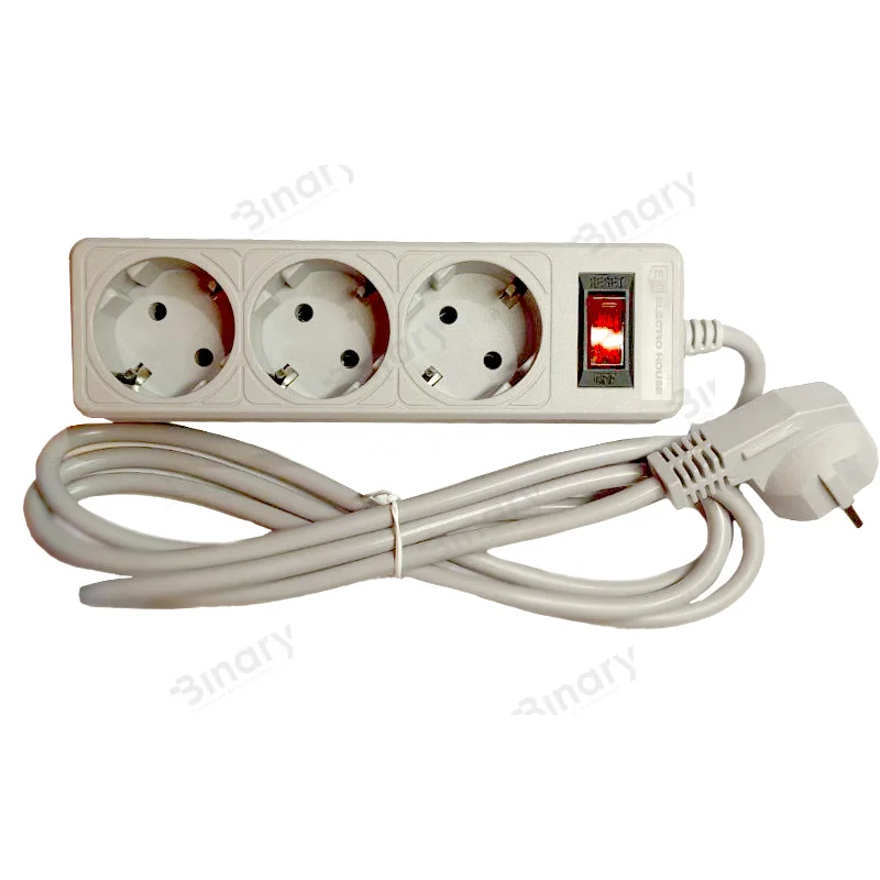 Мережевий фільтр 3 гнізда із заземленням, 3 м Сірий — фото 2